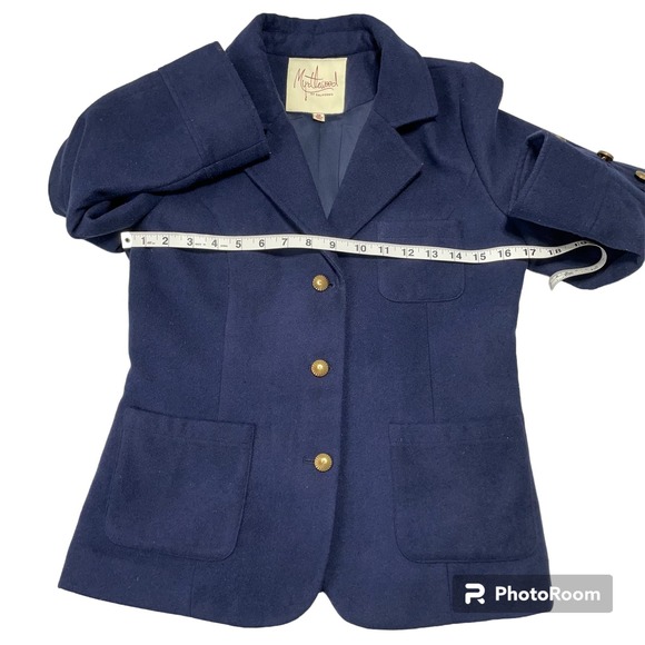 Myrtlewood Navy Button Down Wool Jacket with Gold Buttons - Sz M - Picture 2 of 8